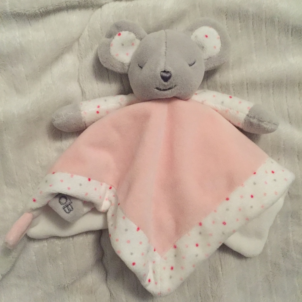 Obaibi Mouse Pink Grey White Plush Baby Security Blanket Lovey